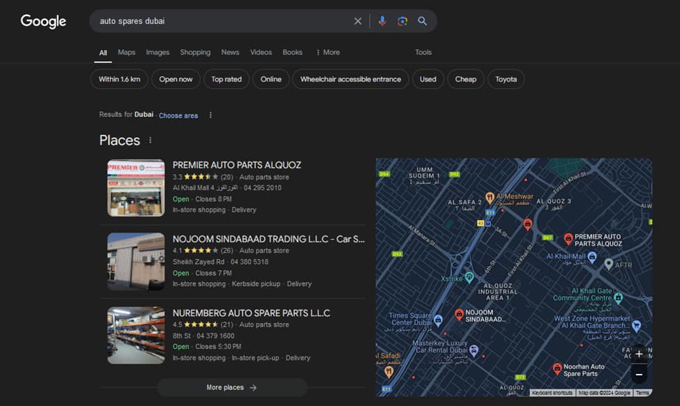 auto spare keyword in your business name